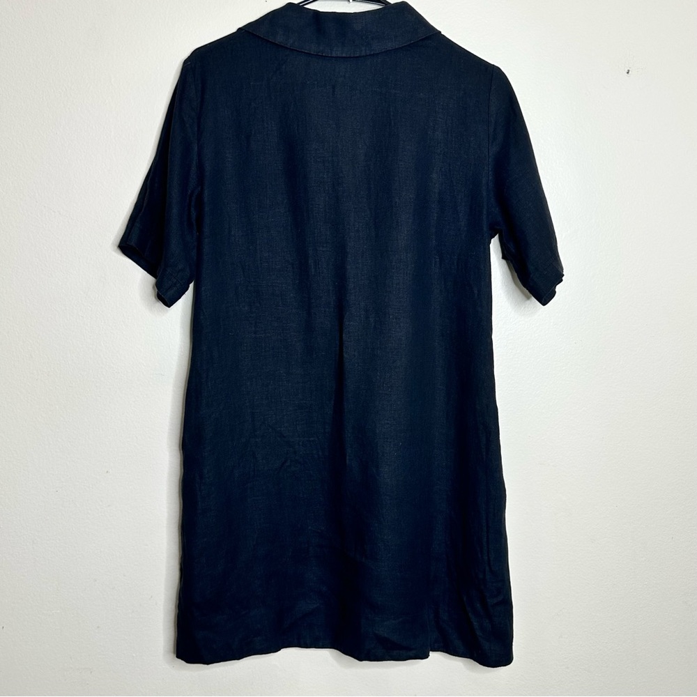 J. Crew Bungalow Popover Linen Black Short‎ Sleeve Dress size XS - Picture 7 of 7